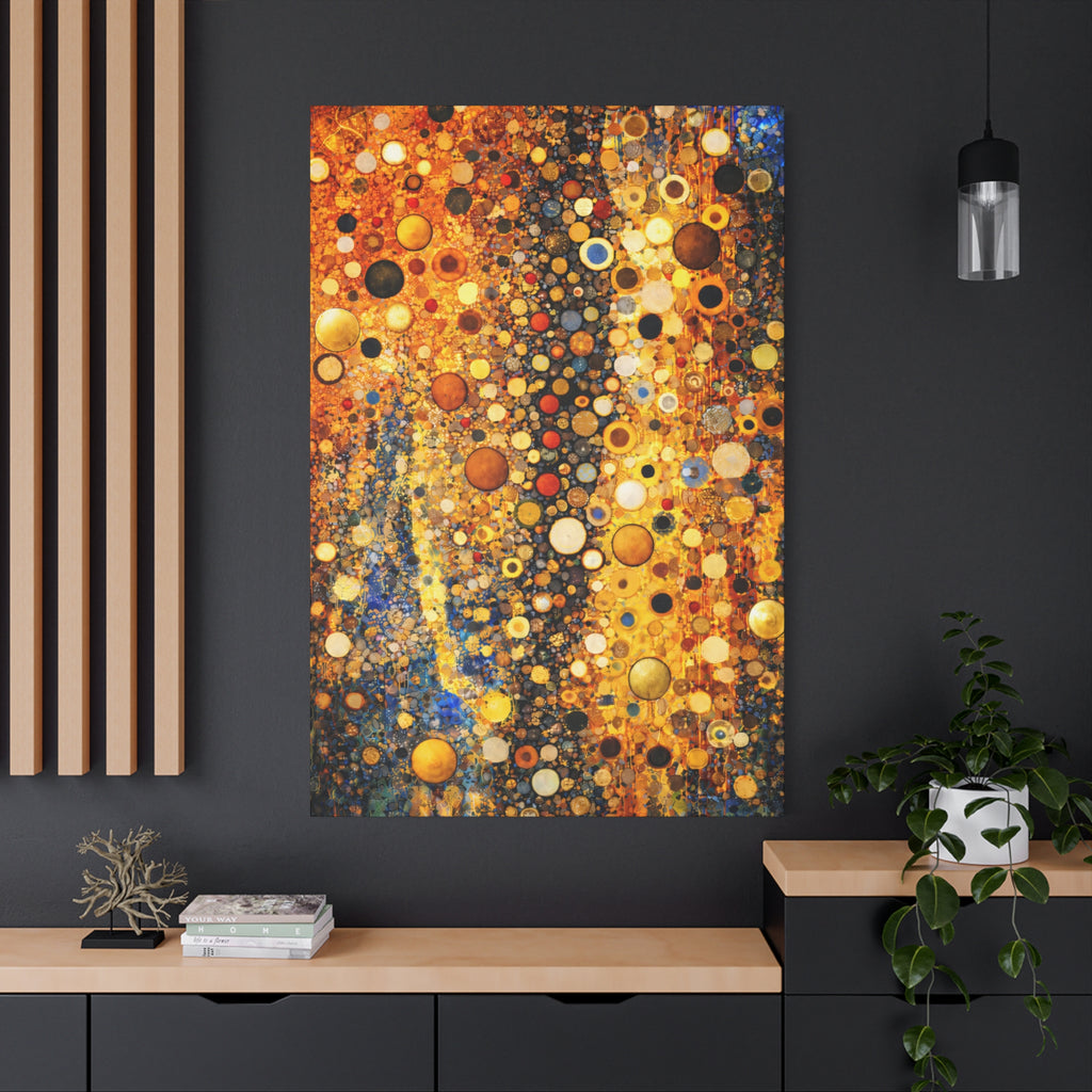 Klimt Inspired Abstract circular pattern painting. Golds and Coppers.