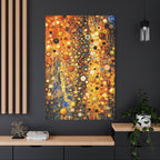 Klimt Inspired Abstract circular pattern painting. Golds and Coppers.