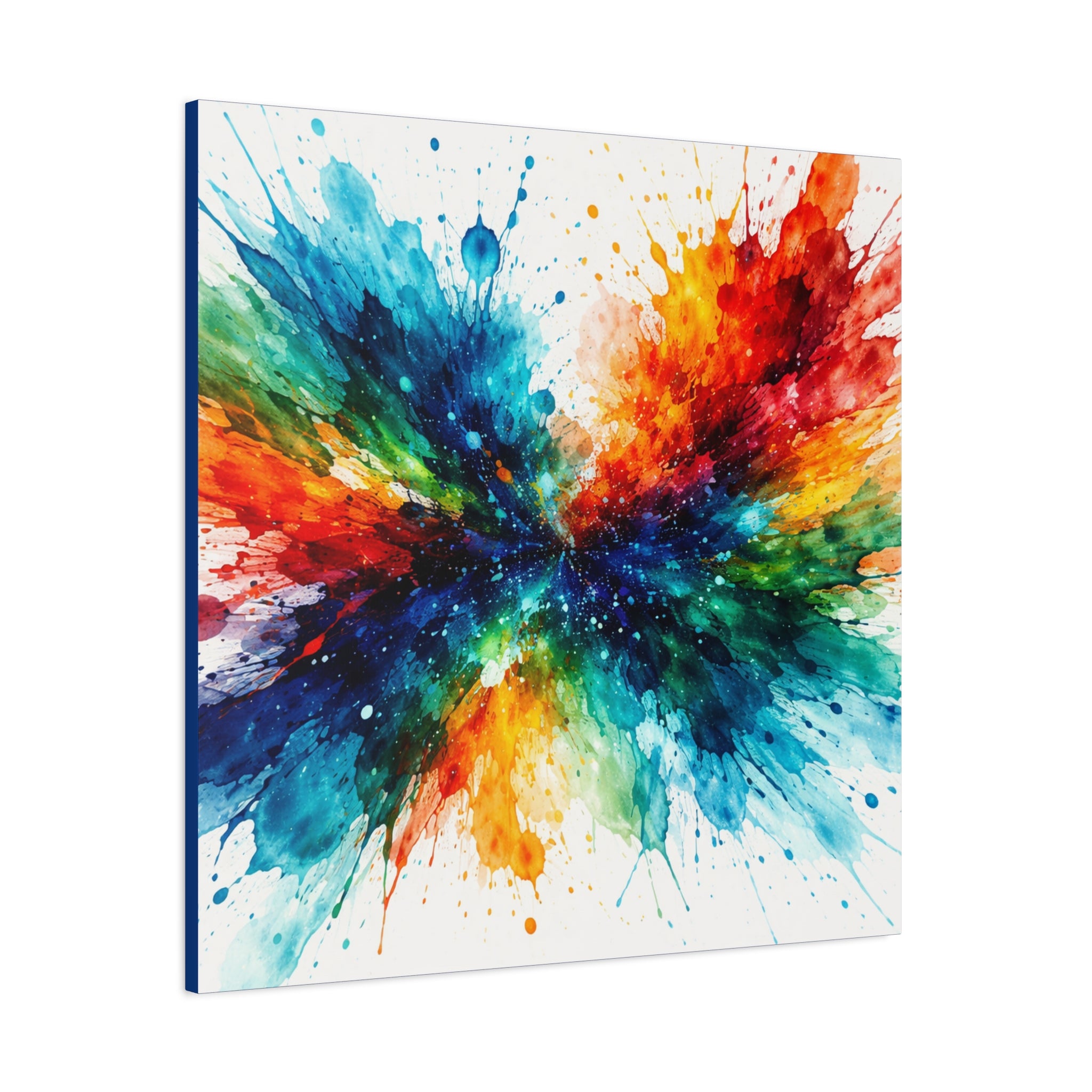 Blue Green Abstract Splash Canvas Art | Modern Square Wall Decor