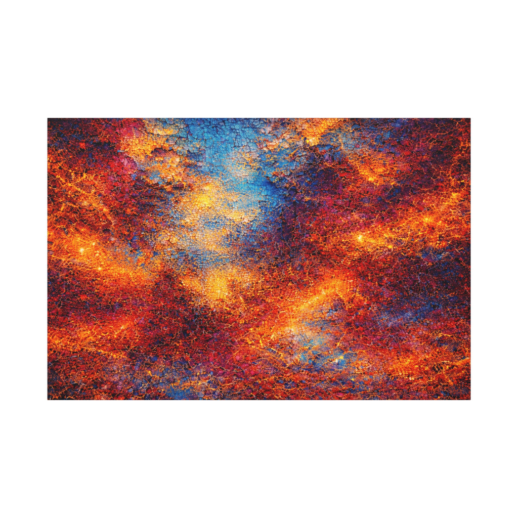 Abstract Canvas | Celestial Ember | Textured Blue & Copper