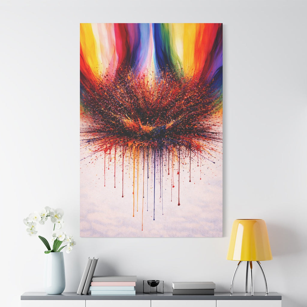 Rainbow Paint Explosion | Premium Abstract Art on Matte Canvas
