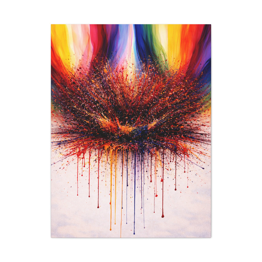 Abstract painting with vibrant colors on a white background