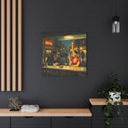 Film Noir Art | Matte Square Canvas, Moody City Scene