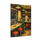 Woman at Diner Counter | Matte Canvas Stretched | Homage to Hopper and Van Gogh