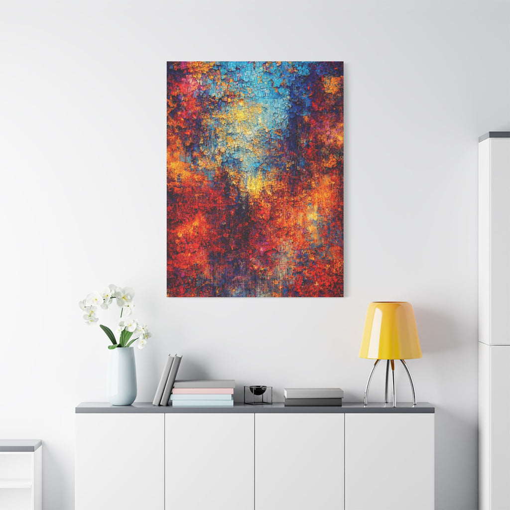 Matte Canvas | Gilded Horizon | Textured Blue, Gold & Copper Abstract Canvas.