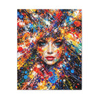 Canvas Inspired by Pollock | Colorful Abstract Womans Face  | Expressive Portrait