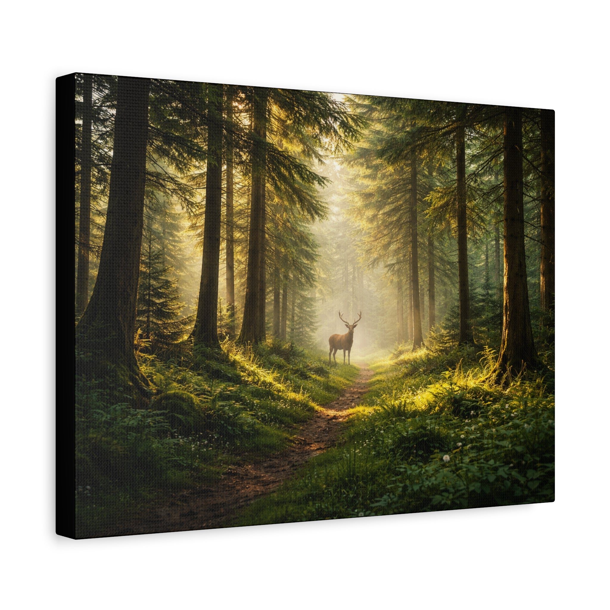 Golden Forest Stag | Mystical Woodland Wall Art
