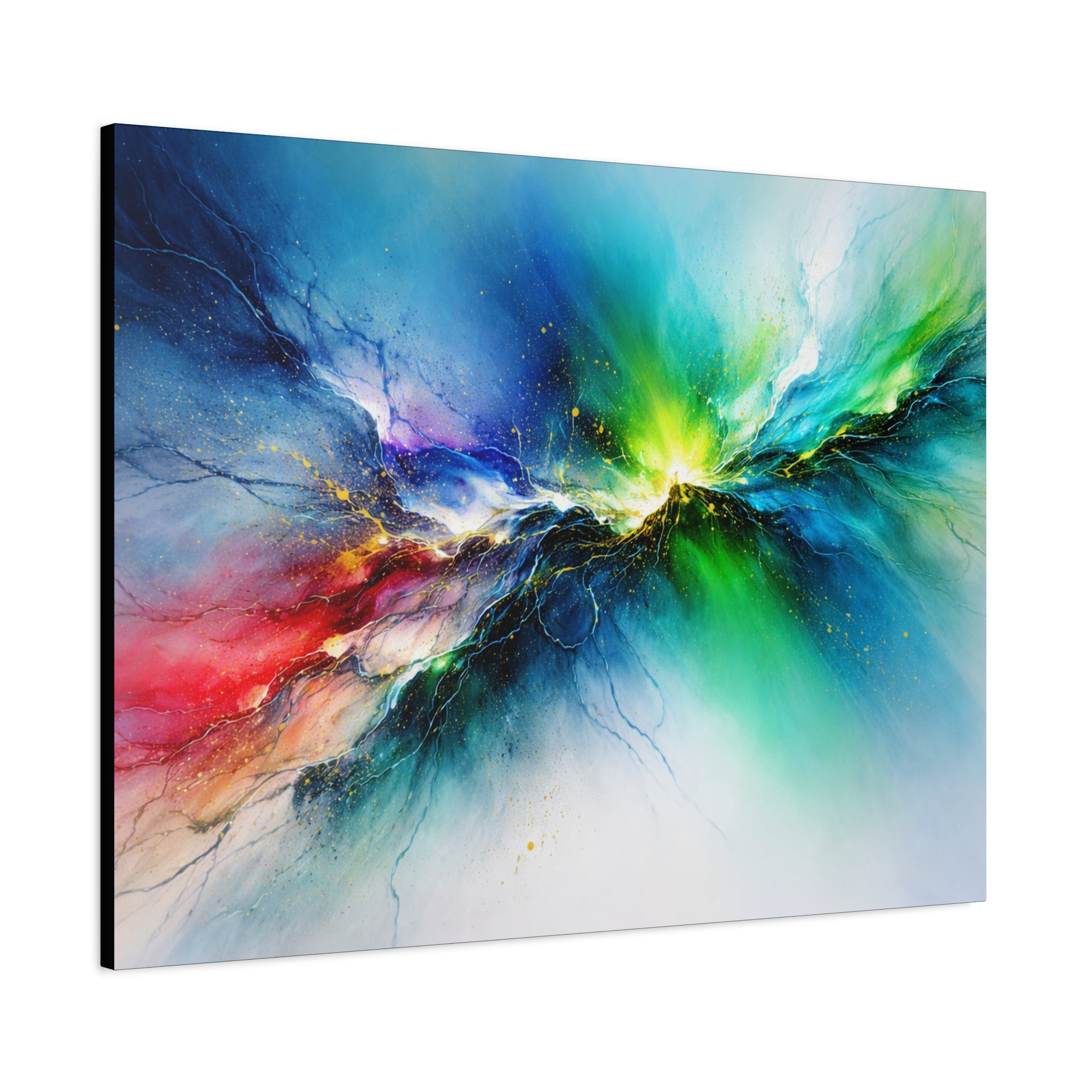 Abstract painting with vibrant colors on a white background