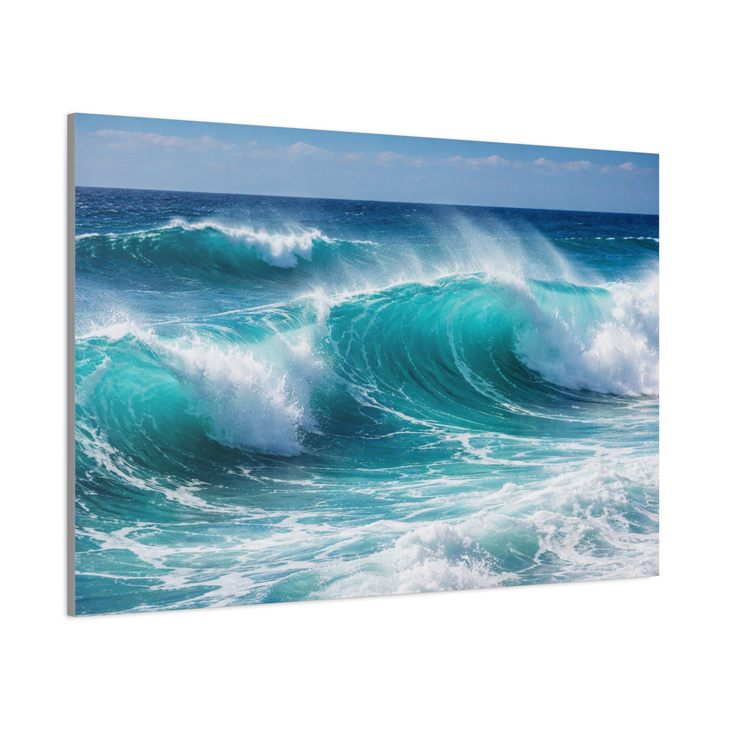 Turquoise Rolling Waves Canvas | Coastal Ocean Wall Art | Nautical