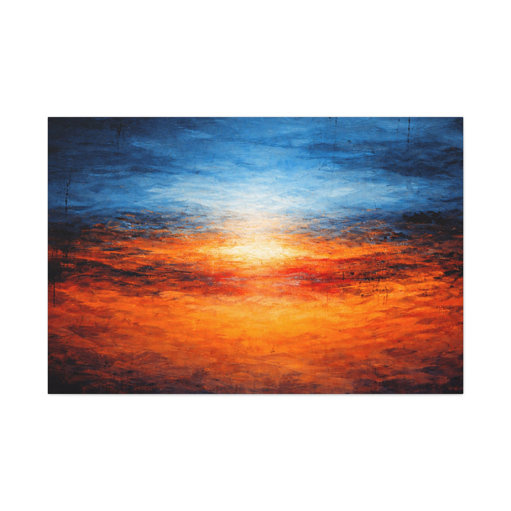 Blue Horizon Fire | Abstract Expressionist Art | Matte Stretched Canvas