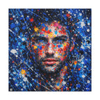 Abstract Splash Portrait Canvas | Vibrant Male Face Wall Art