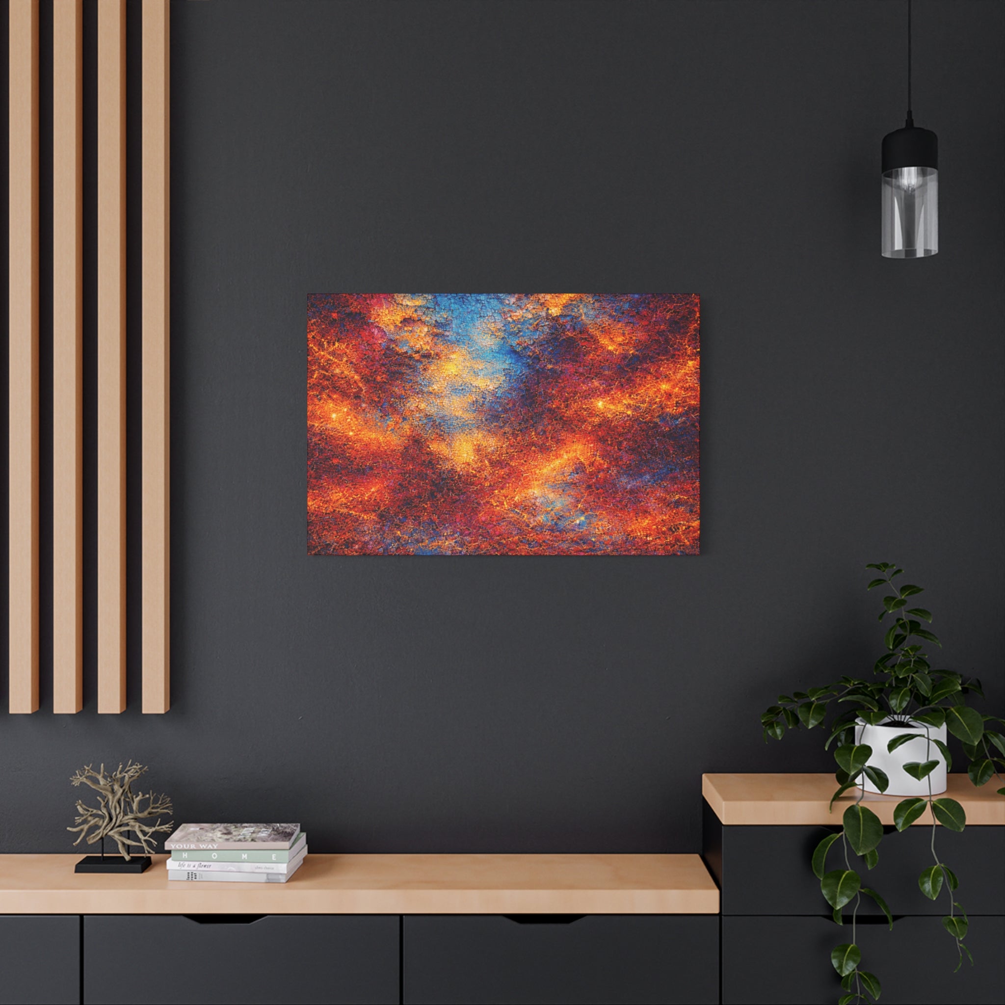 Abstract Canvas | Celestial Ember | Textured Blue & Copper