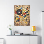 Abstract geometric art on distressed wood | Matte Stretched Canvas 1.25" | Abstract Geometric Art