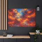 Abstract Canvas | Celestial Ember | Textured Blue & Copper