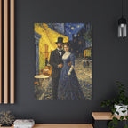 Framed artwork of a couple on a street scene. Van Gogh Inspired.