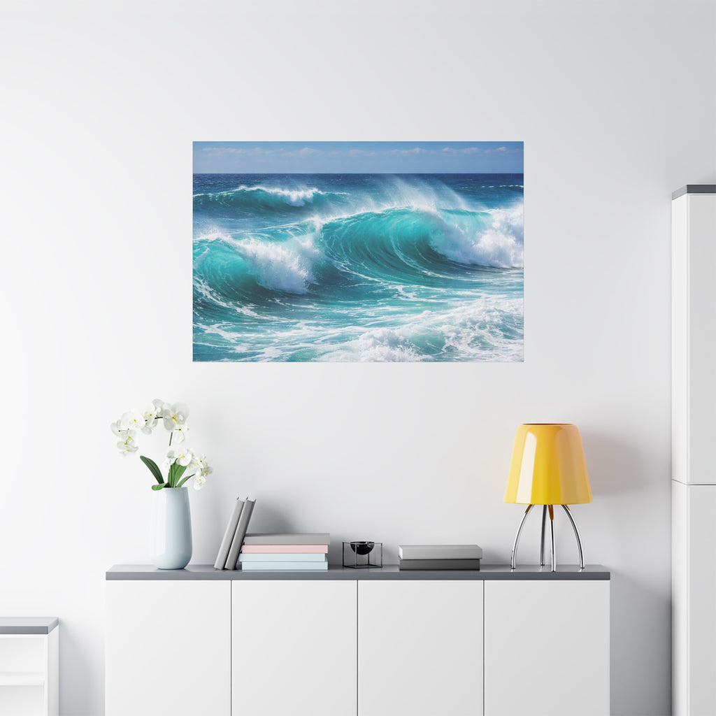 Turquoise Rolling Waves Canvas | Coastal Ocean Wall Art | Nautical