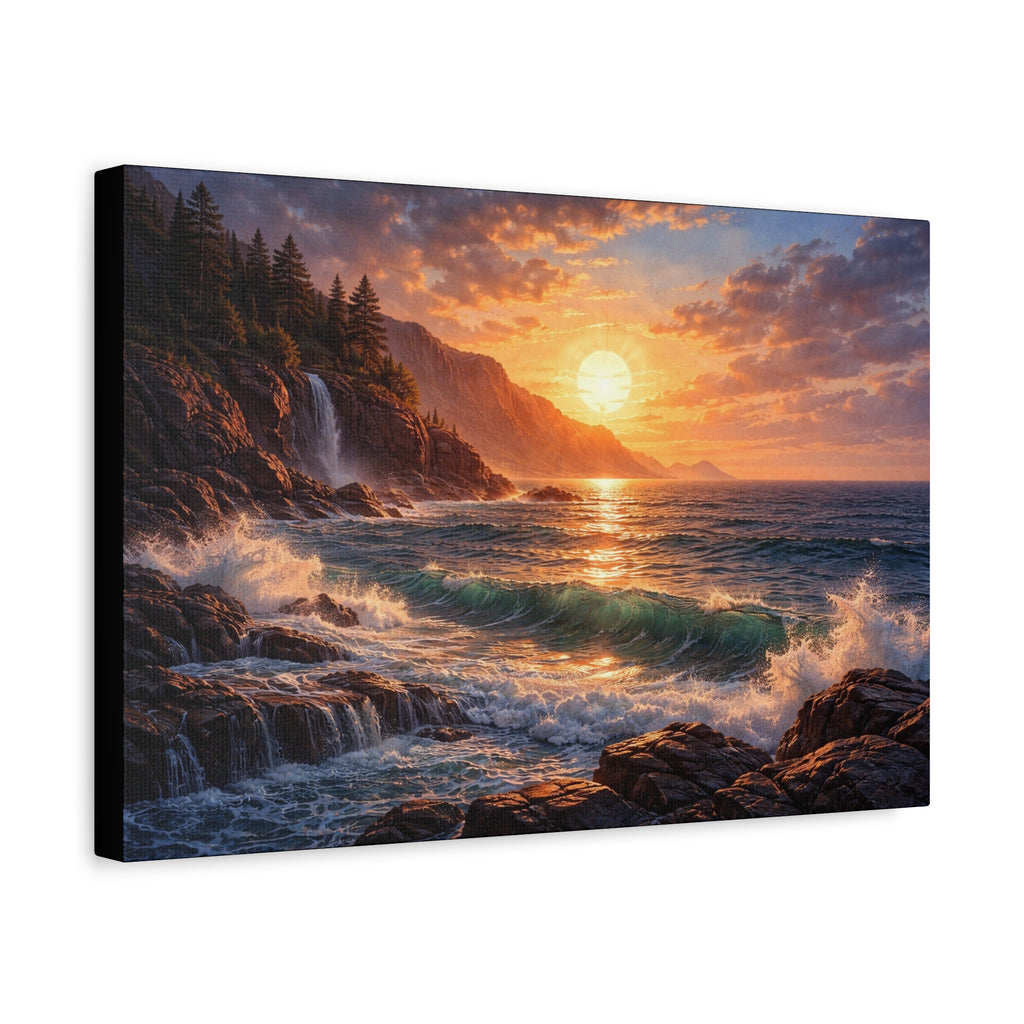 Sunset Ocean Seascape Matte Canvas | Coastal Wall Decor