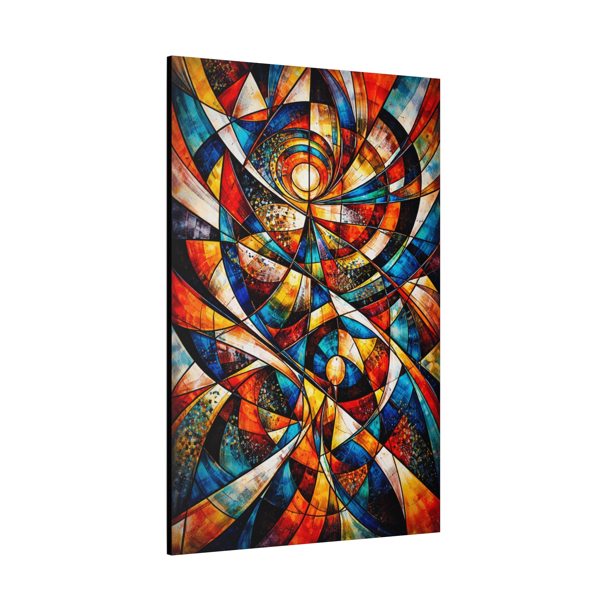 Abstract Stained Glass Swirl Canvas | Abstract Spiral Canvas Wall Art | Modern Colorful Geometric Artwork