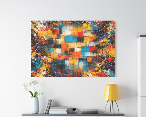 Matte Canvas | Abstract Color Block Explosion | Pollock Modern