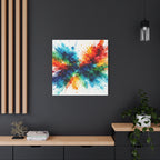 Blue Green Abstract Splash Canvas Art | Modern Square Wall Decor