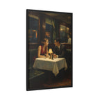 Framed Matte Canvas | Intimate evening in a dim restaurant | Edward Hopper Homage