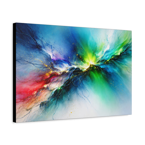 Abstract painting with vibrant colors on a white background