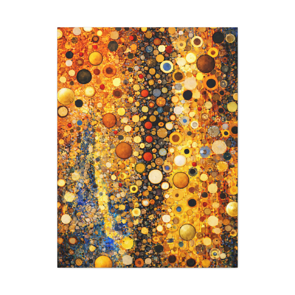 Klimt Inspired Abstract circular pattern painting. Golds and Coppers.
