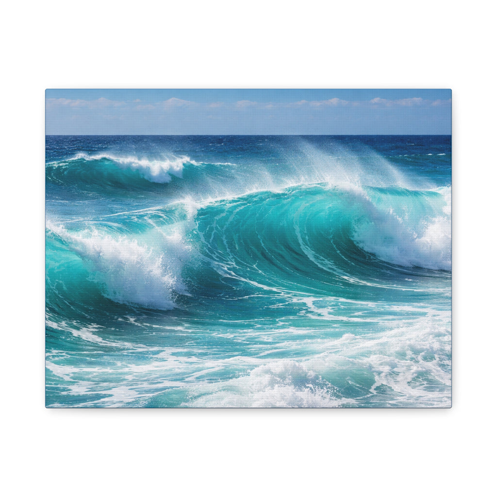 Turquoise Rolling Waves Canvas | Coastal Ocean Wall Art | Nautical