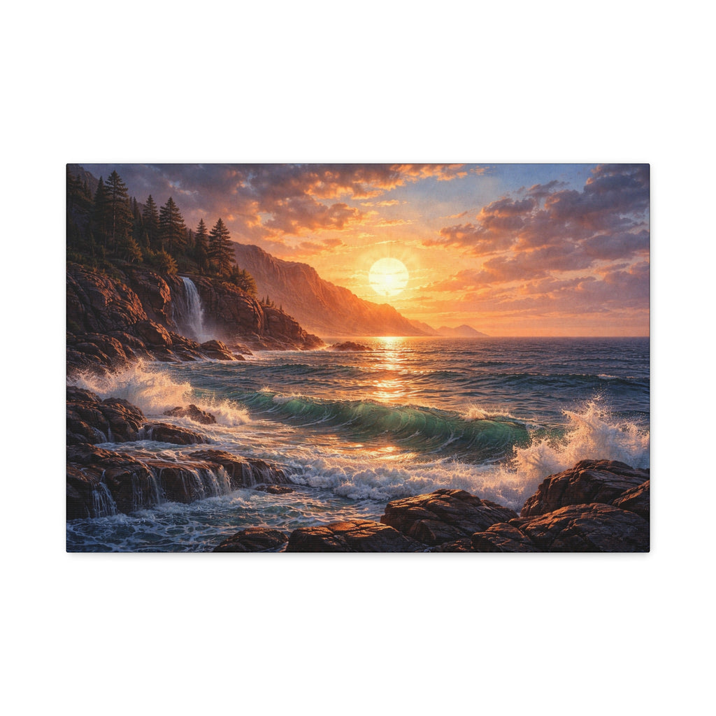 Sunset Ocean Seascape Matte Canvas | Coastal Wall Decor