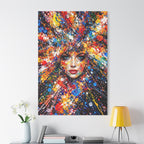 Canvas Inspired by Pollock | Colorful Abstract Womans Face Painting