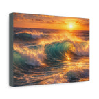 Sunset Ocean Wave Canvas | Sunlit Evening Flowing Sea Movement | Vibrant Ocean Seascape Artwork