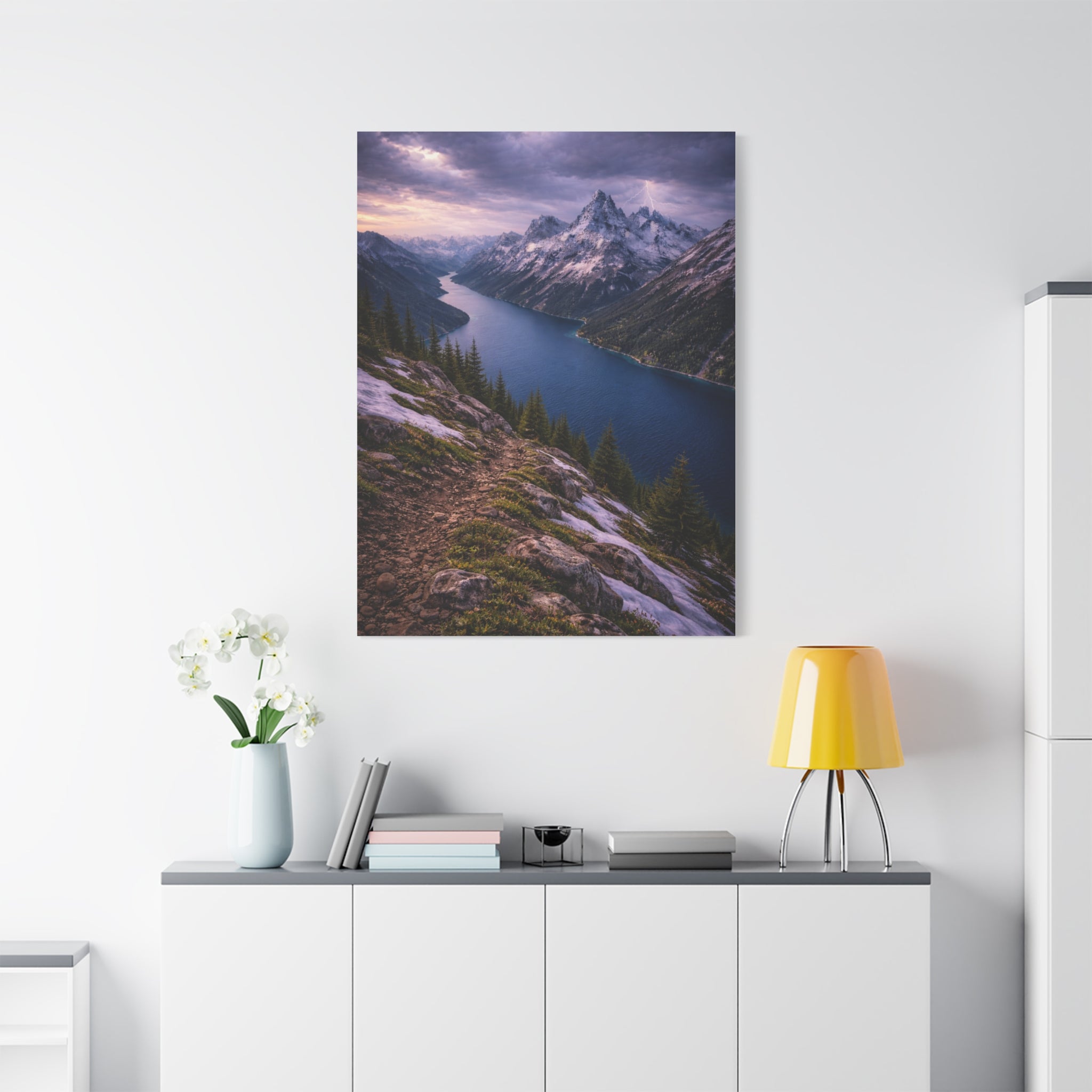 Storm Over Alpine Lake – Dramatic Mountain Canvas Wall Art