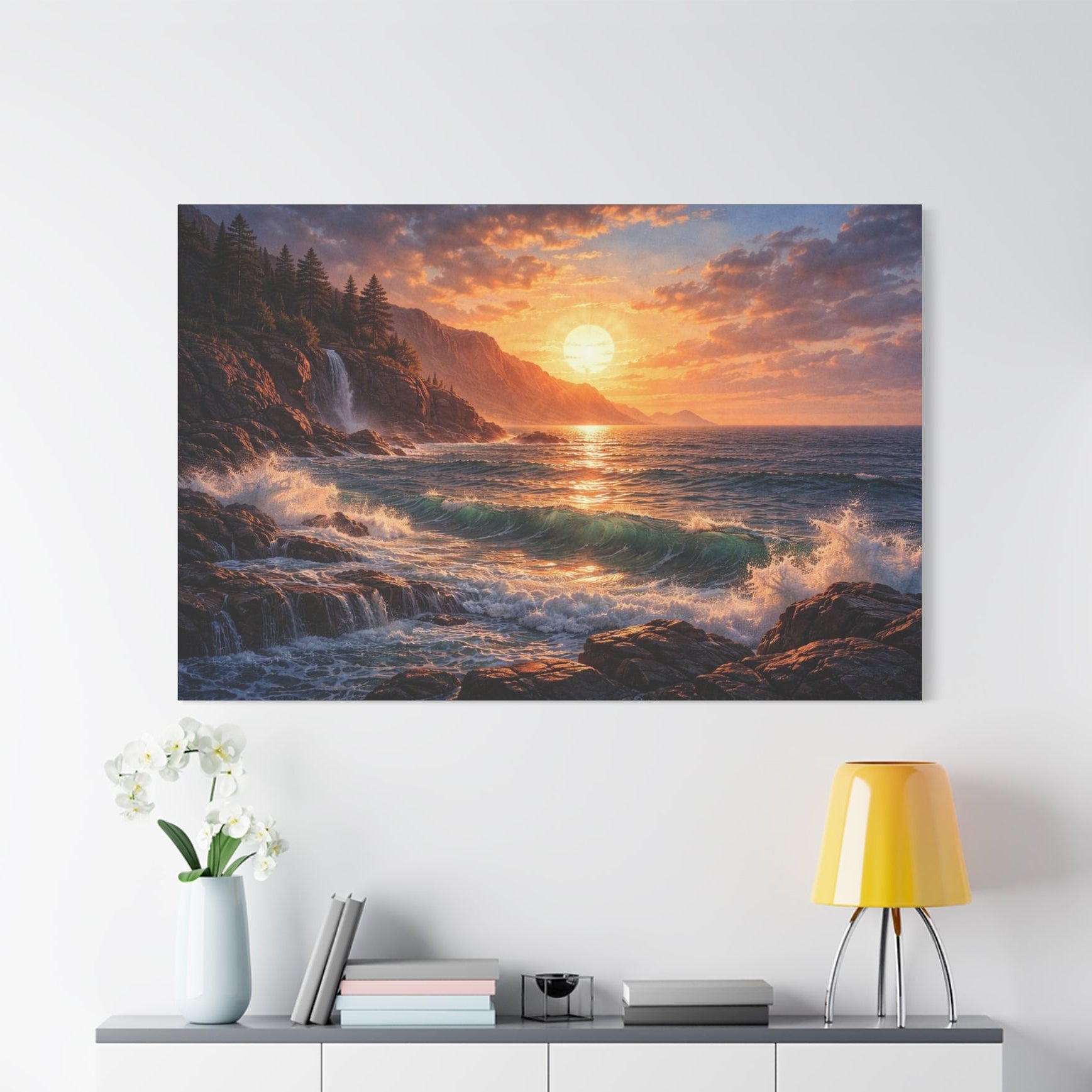 Sunset Ocean Seascape Matte Canvas | Coastal Wall Decor