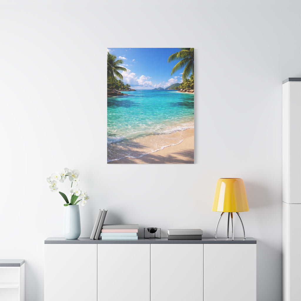 Tropical Turquoise Paradise | Canvas Wall Art | Seaside Palm Paradise