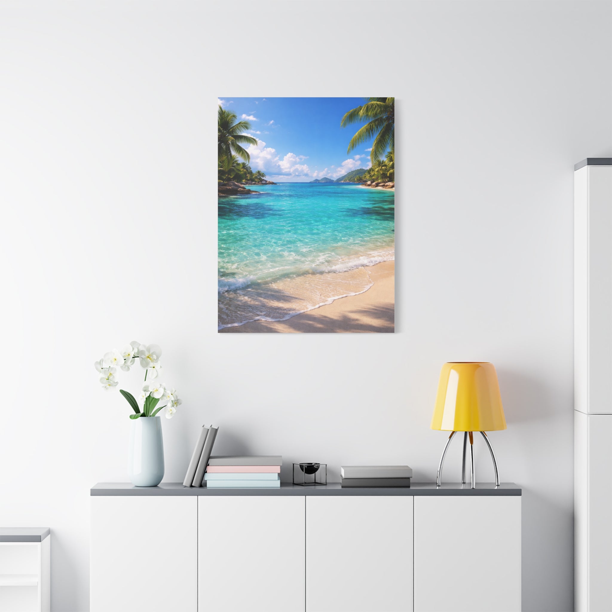 Tropical Turquoise Paradise | Canvas Wall Art | Seaside Palm Paradise