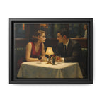 Framed Matte Canvas | Intimate evening in a dim restaurant | Edward Hopper Homage