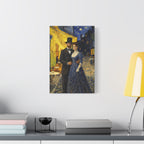 Couple at French Cafe. Homage to Van Gogh | Matte Stretched Canvas 1.25"