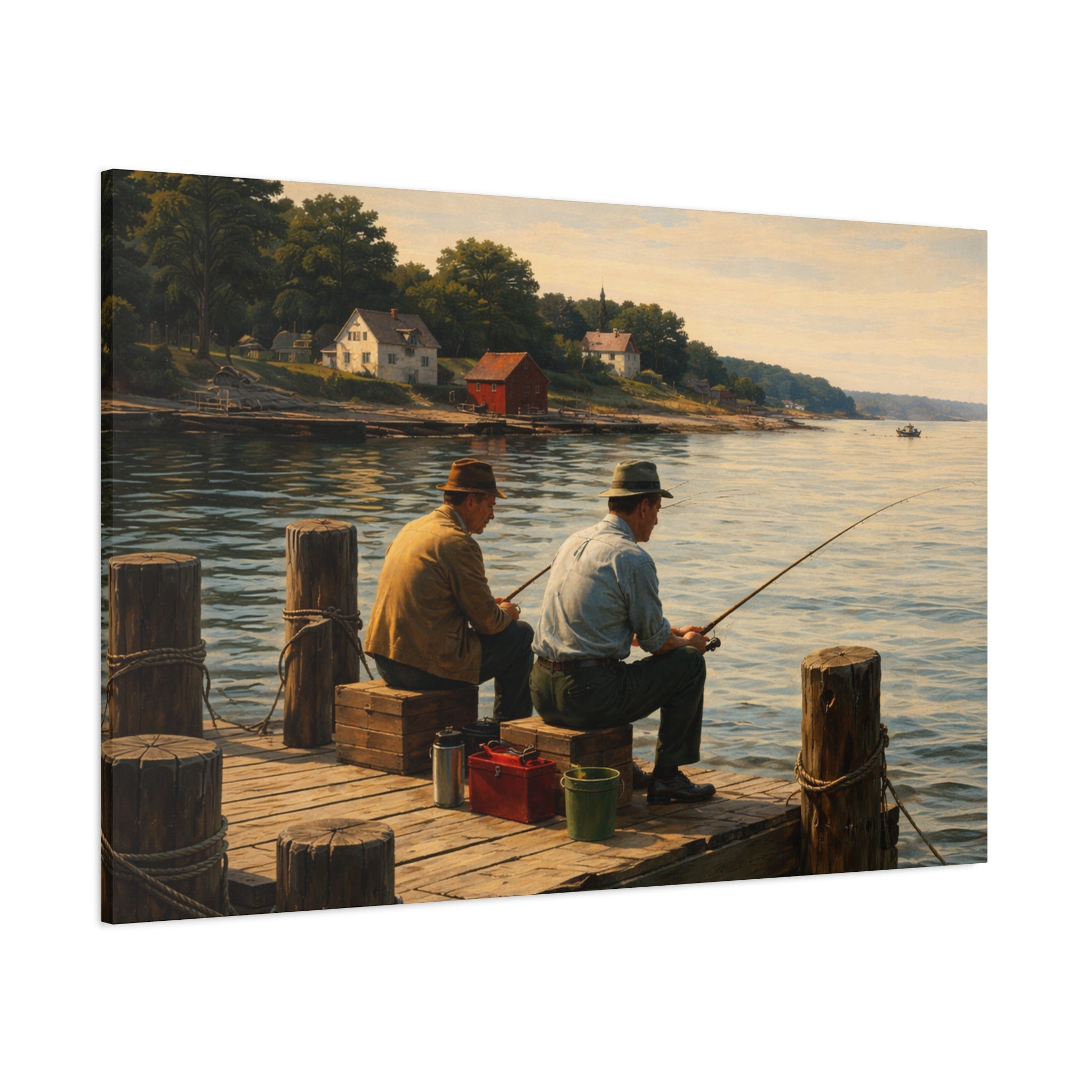On Canvas | Fishing at sunset on the pier | Quiet Friendship
