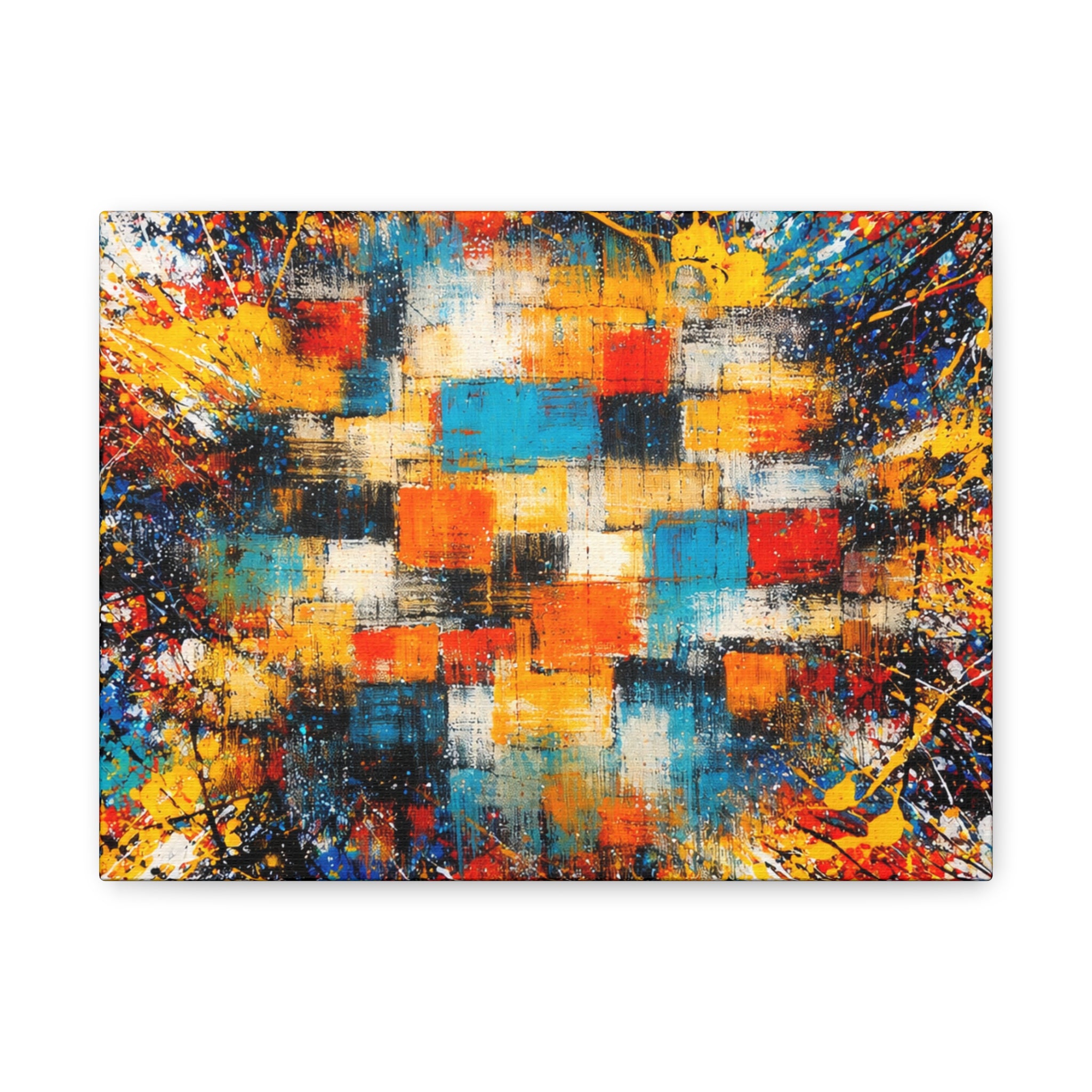 Matte Canvas | Abstract Color Block Explosion | Pollock Modern
