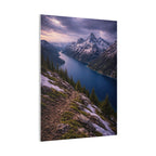 Mountain landscape with a lake and cloudy sky