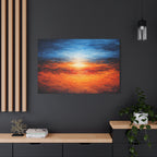Blue Horizon Fire | Abstract Expressionist Art | Matte Stretched Canvas