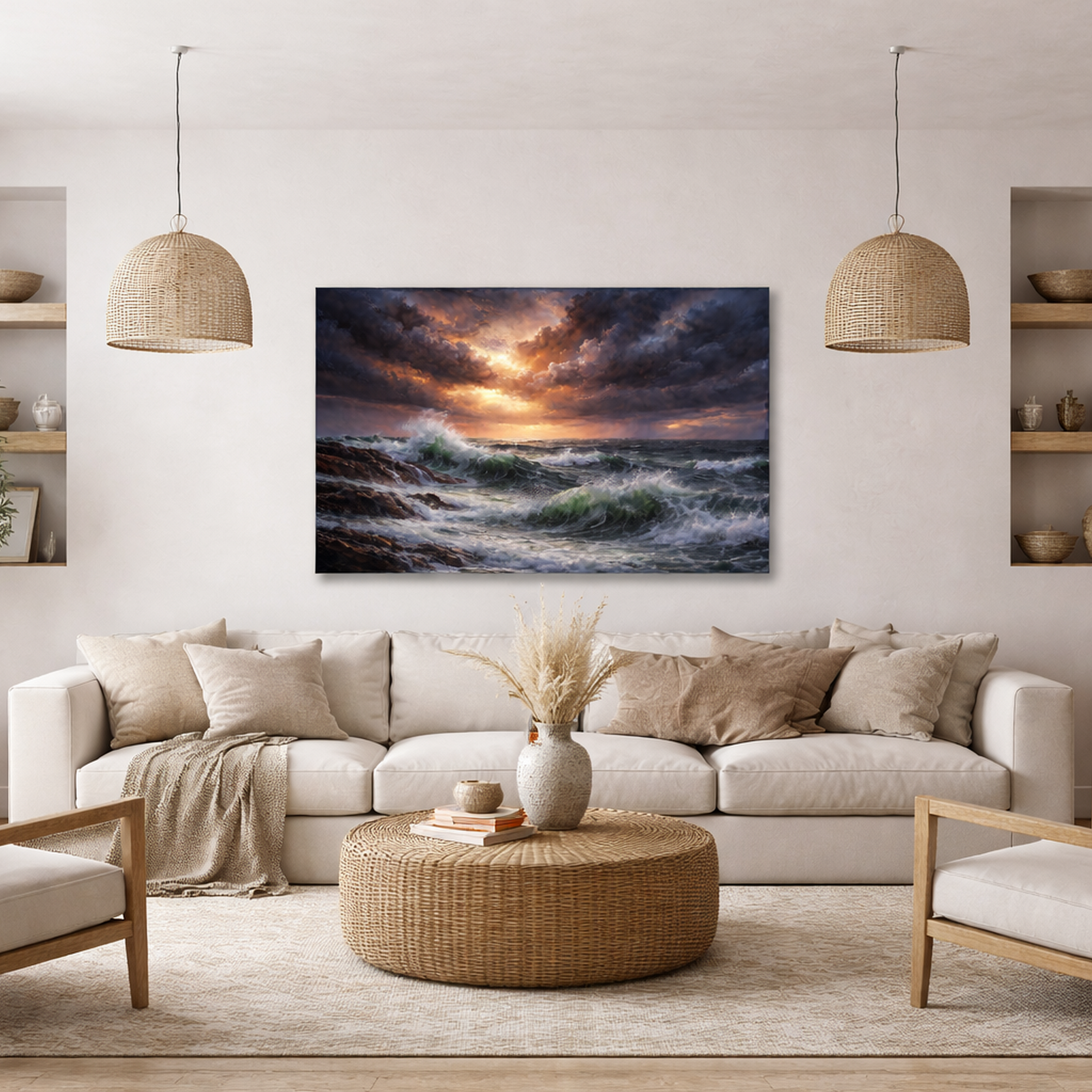Stormy Sea Seascape Matte Canvas | Dramatic Ocean Wall Art