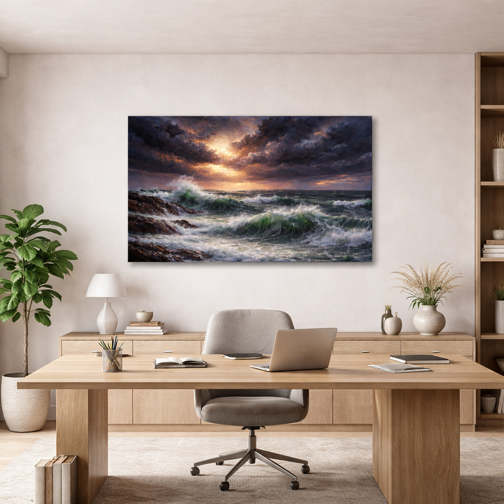 Stormy Sea Seascape Matte Canvas | Dramatic Ocean Wall Art