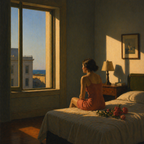 Matte Stretched Canvas Print : Woman in Sunlit Room Art